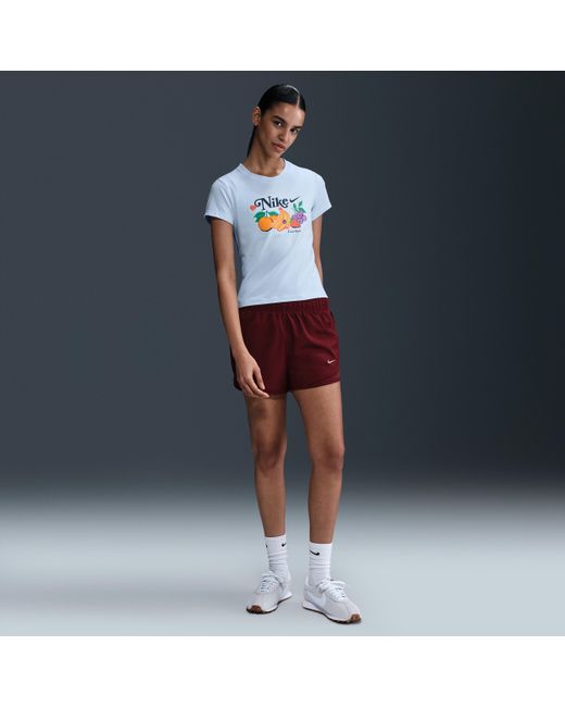 ★ Nike★ Sportswear Chill Knit Slim Graphic T-Shirt W Blue Nike Sportswear Chill Knit Slim Cropped T-Shirt in Blue | Lyst