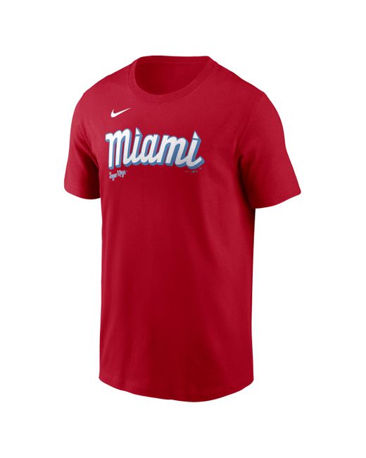 Nike Red Jazz Chisholm Jr. Miami Marlins City Connect Fuse Mlb T-shirt for men