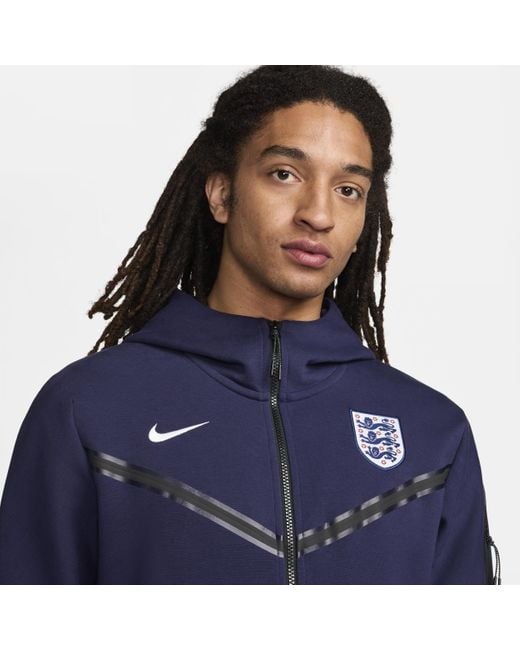 Nike Blue England Tech Fleece Windrunner Mens Football Full-zip Hoodie for men