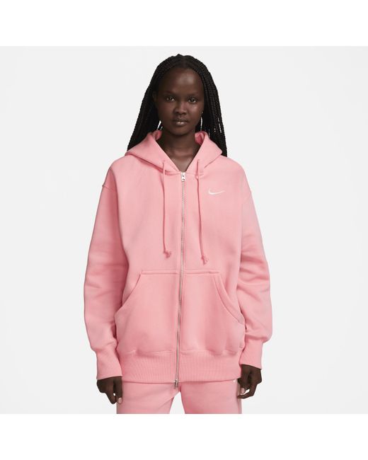 Nike Sportswear Phoenix Fleece Oversized Full-zip Hoodie In Pink,