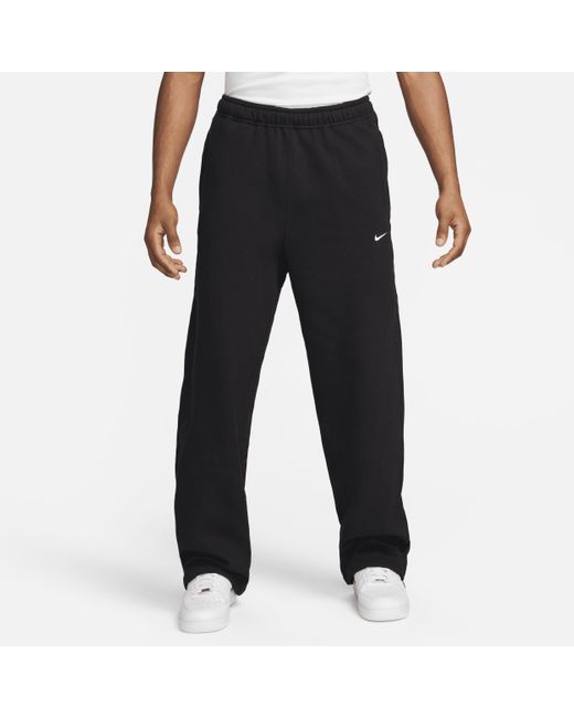 Nike Black Solo Swoosh Open-Hem Fleece Pants for men