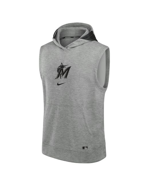 Nike Gray Miami Marlins Authentic Collection Early Work Men's Dri-fit Mlb Sleeveless Pullover Hoodie for men