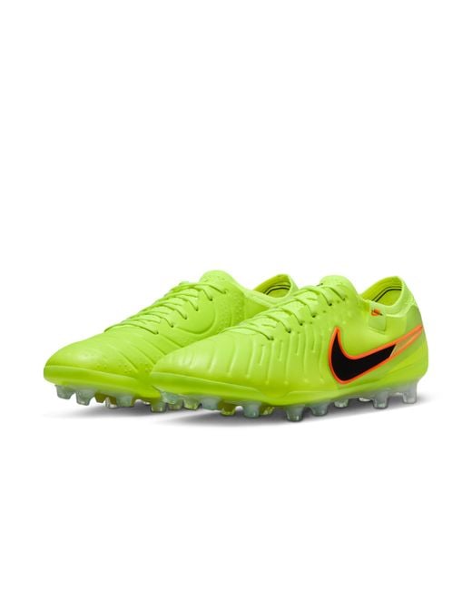 Nike Green Tiempo Legend 10 Elite Artificial-Grass Low-Top Soccer Cleats for men
