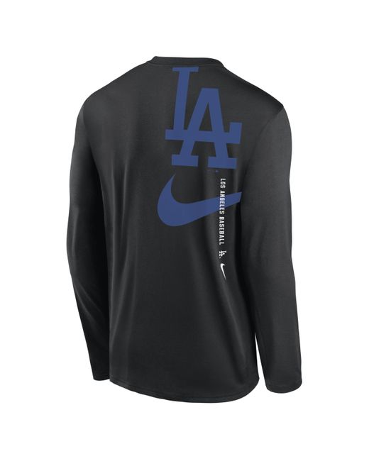 Nike Black Los Angeles Dodgers Large Swoosh Back Legend Dri-fit Mlb T-shirt for men