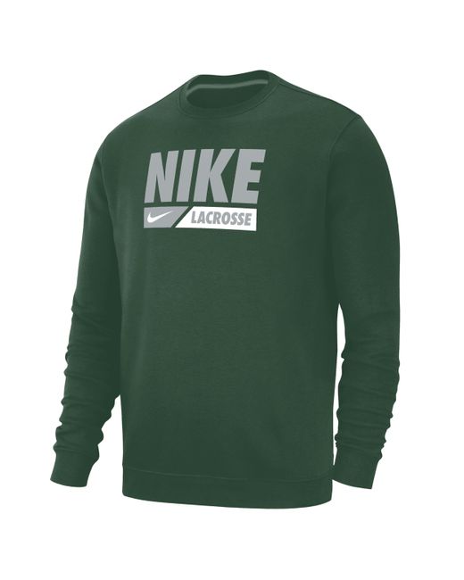 Nike Green Club Fleece Lacrosse Crew-neck Pullover Top for men