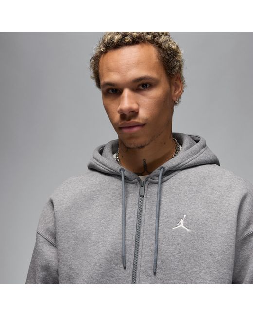 Felpa Oversize Con Cappuccio E Zip A Tutta Lunghezza Brooklyn Fleece – Uomo di Nike in Gray da Uomo