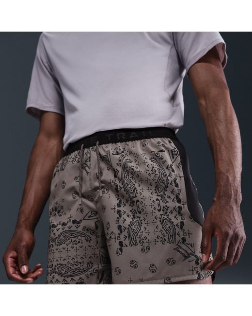 Nike Blue Trail Dri-Fit 6" Brief-Lined Running Shorts for men