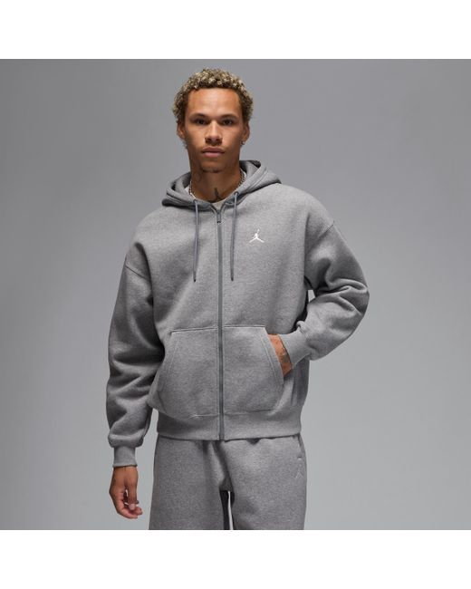 Felpa Oversize Con Cappuccio E Zip A Tutta Lunghezza Brooklyn Fleece – Uomo di Nike in Gray da Uomo