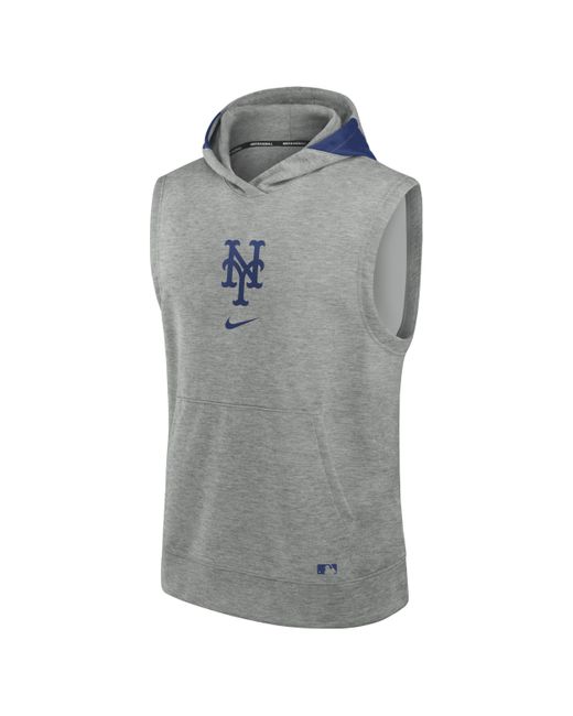 Nike Gray New York Mets Authentic Collection Early Work Men's Dri-fit Mlb Sleeveless Pullover Hoodie for men