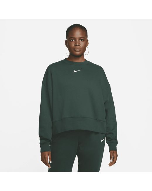 Nike Green Sportswear Collection Essentials Oversized Fleece Crew Sweatshirt