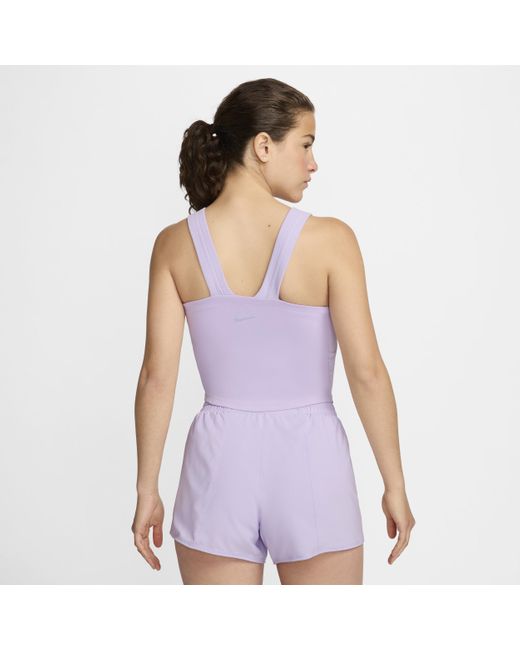 Nike Purple One Fitted Dri-fit Strappy Cropped Tank Top