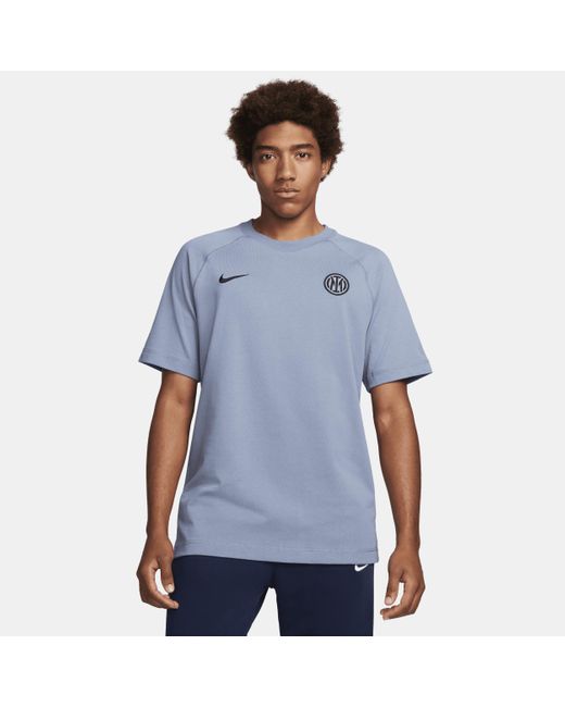 Nike Blue Inter Milan Travel Third Football Short-sleeve Top Cotton for men