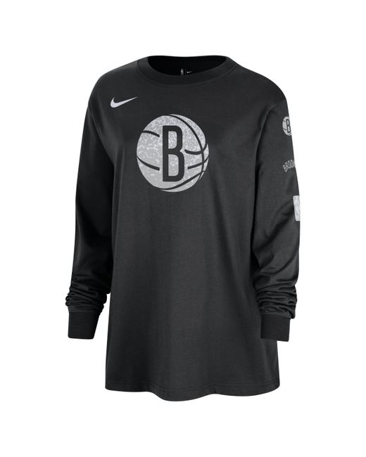 Nike Black Brooklyn Nets Essential Nba Long-sleeve T-shirt Cotton