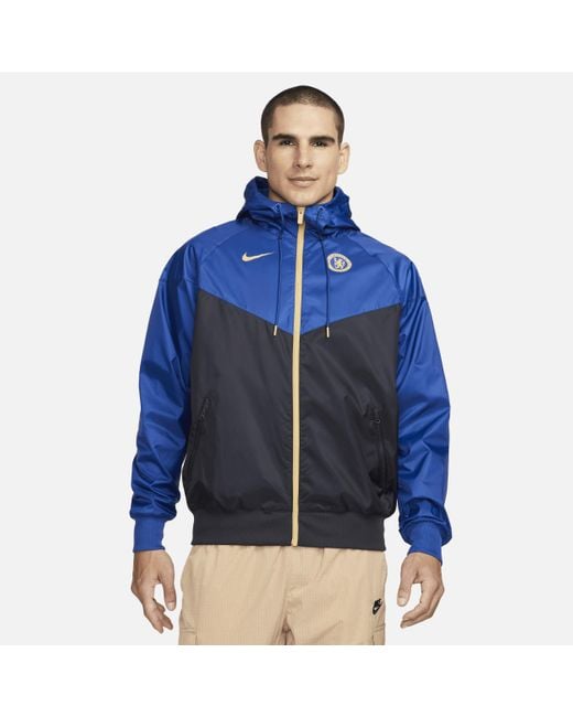 Nike Blue Chelsea F.c. Sport Essentials Windrunner Football Hooded Woven Jacket 50% Recycled Polyester for men