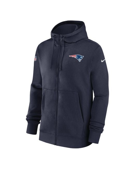Nike New England Patriots Sideline Club Men s Nfl Full zip Hoodie