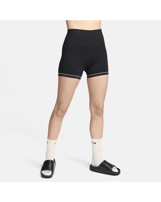 Nike Black One Rib High-waisted 12.5cm (approx.) Biker Shorts Polyester