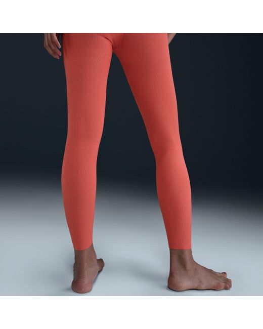 Nike Blue Zenvy Rib Gentle-Support High-Waisted 7/8 Leggings
