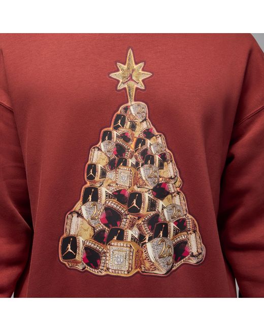 Nike Red Brooklyn Fleece Crew-Neck Sweatshirt for men