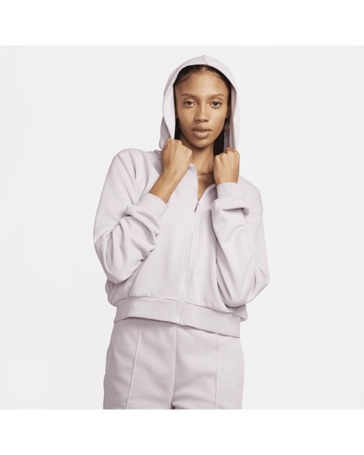 Nike White Sportswear Chill Terry Loose Full-zip French Terry Hoodie