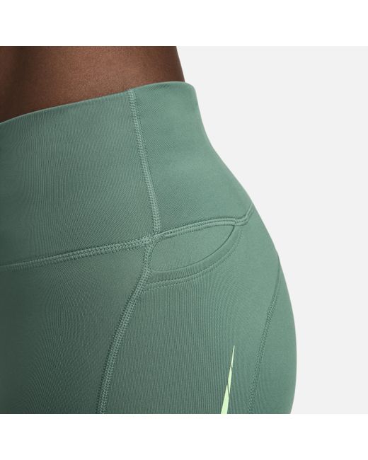 Nike Green Fast Mid-rise 7/8 Running leggings With Pockets Polyester