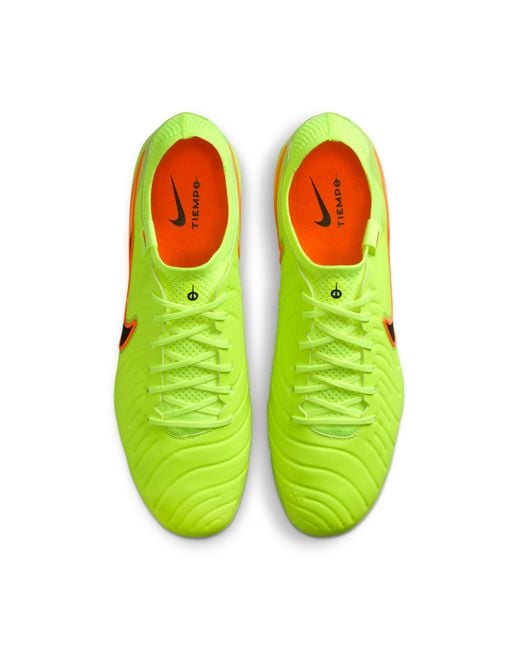 Nike Green Tiempo Legend 10 Elite Artificial-Grass Low-Top Soccer Cleats for men