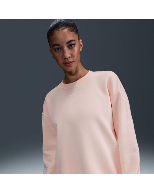 Nike Pink Sportswear Phoenix Fleece Oversized Crew-Neck Sweatshirt