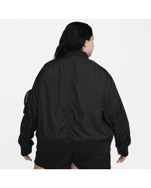 Nike Black Sportswear Essential Oversized Bomber Jacket (plus Size)