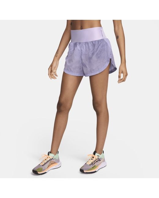Nike Trail Repel Hardloopshorts Met Halfhoge Taille En Binnenbroekje in het Blue
