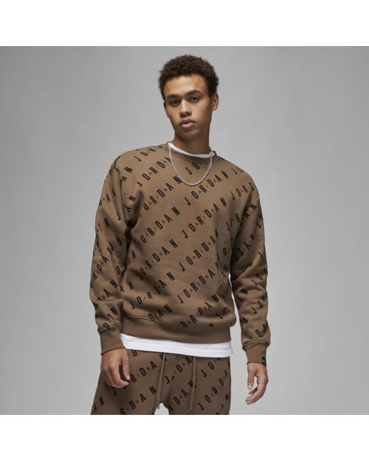 Nike Jordan Essentials Graphic Fleece Crew-neck Sweatshirt in Brown for Men  | Lyst UK