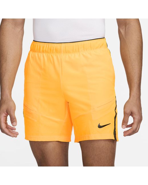 Nike Orange Court Advantage Dri-fit 18cm (approx.) Tennis Shorts Polyester for men