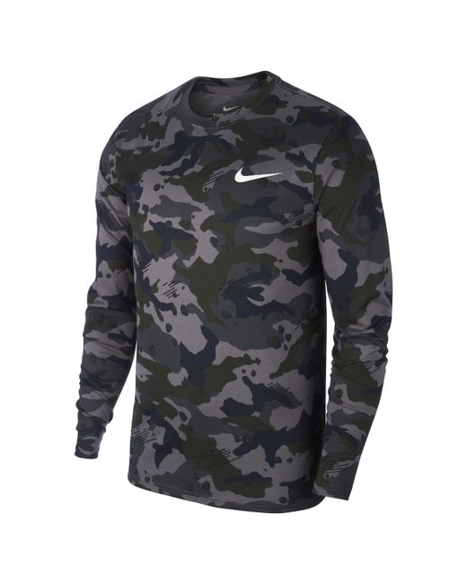 Nike Gray Dry Camo-print Training Shirt for men