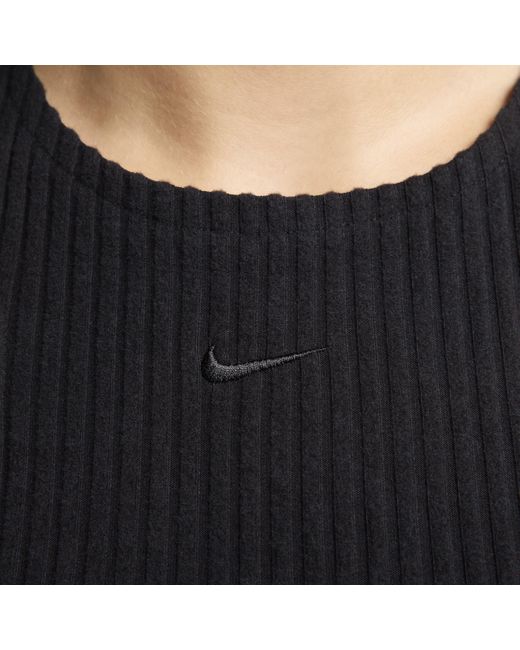 Nike Sportswear Chill Knit Aansluitende Mouwloze Geribbelde Midi Jurk in het Blue