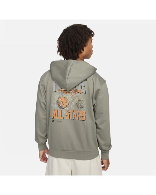 Nike Gray Standard Issue Dri-fit French Terry Pullover Basketball Hoodie for men