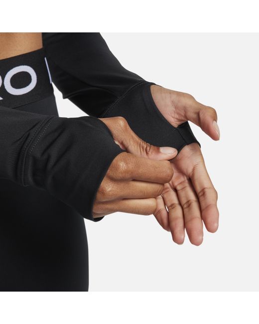 Nike Pro Dri-fit Korte Top Met Lange Mouwen in het Black