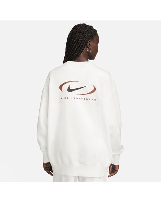 Felpa a girocollo oversize sportswear phoenix fleece di Nike in White