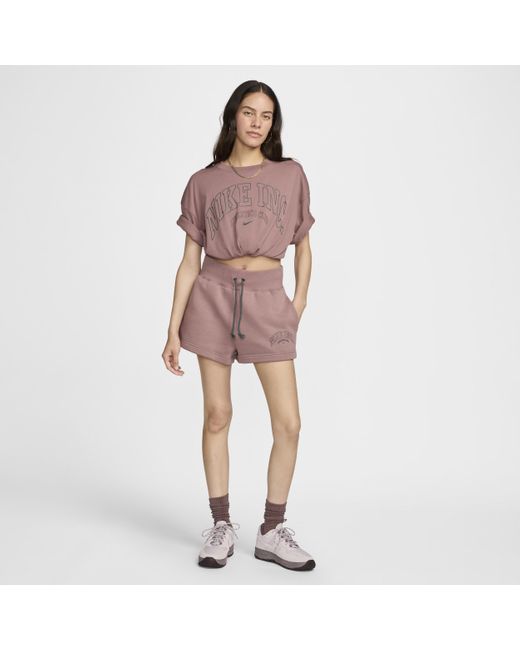 Nike Pink Sportswear Phoenix Fleece High-waisted Shorts