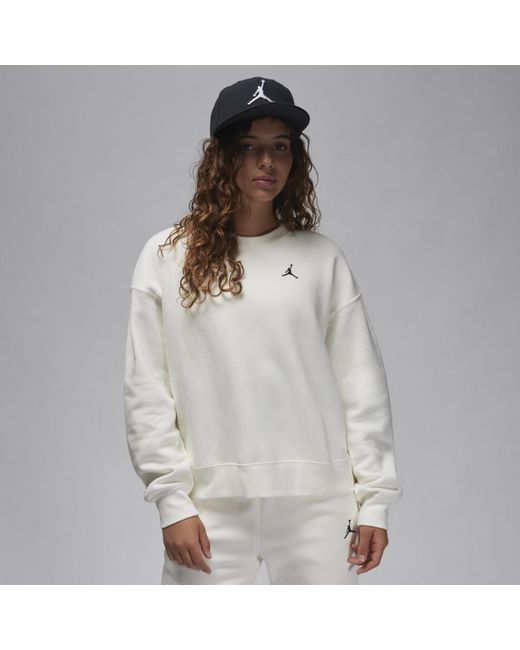 Nike White Jordan Brooklyn Fleece Crew-neck Sweatshirt Polyester