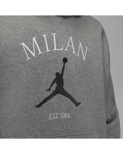 Nike Gray Jordan Milan Pullover Hoodie Polyester for men