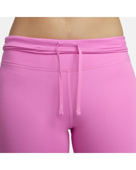 Nike Pink Fast Mid-rise 7/8 Running Leggings With Pockets