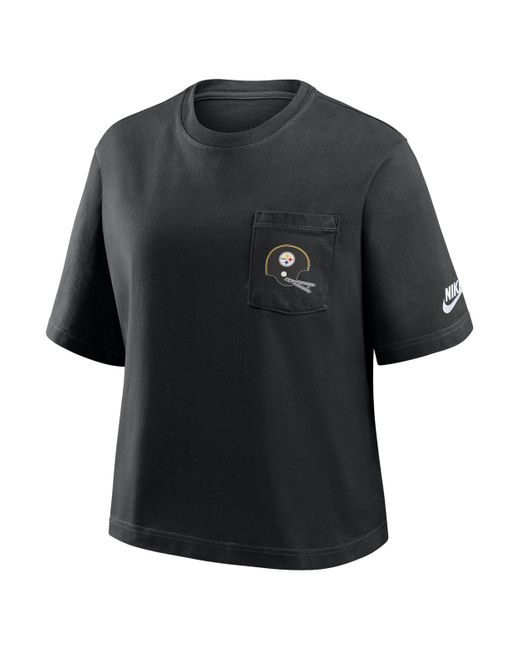 Nike Black Pittsburgh Steelers Rewind Pocket Boxy Nfl T-Shirt