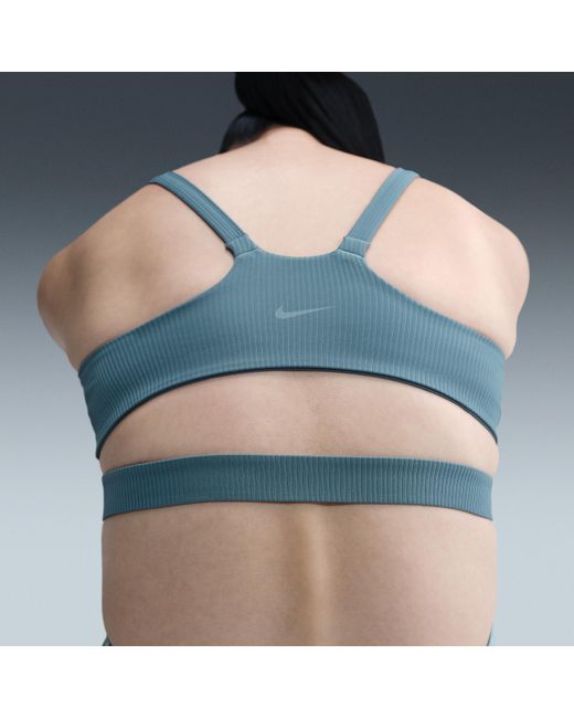 Nike Zenvy Rib Sport-Bh Met Vulling En Lichte Ondersteuning in het Blue