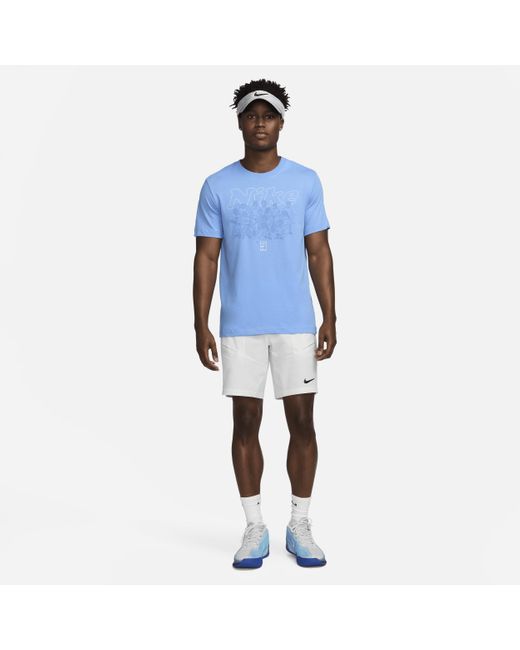 Nike Blue Court Dri-fit Tennis T-shirt Polyester for men