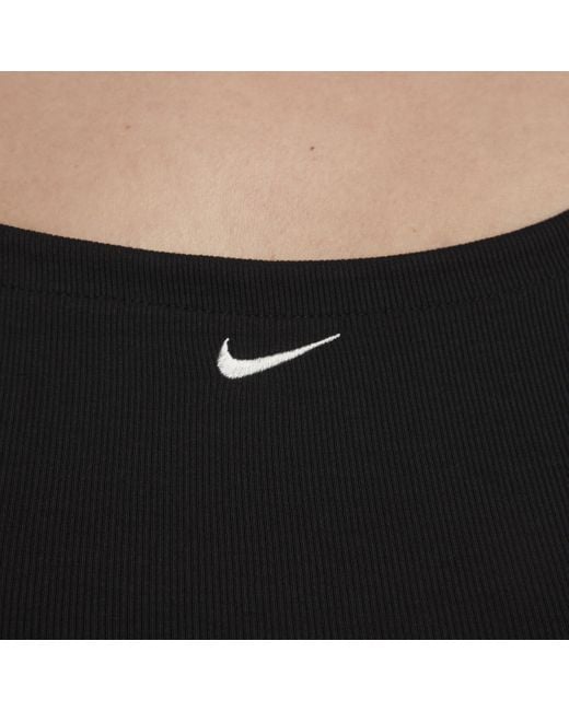 Nike Black Sportswear Chill Knit Tight Mini-rib Cami Dress (plus Size)