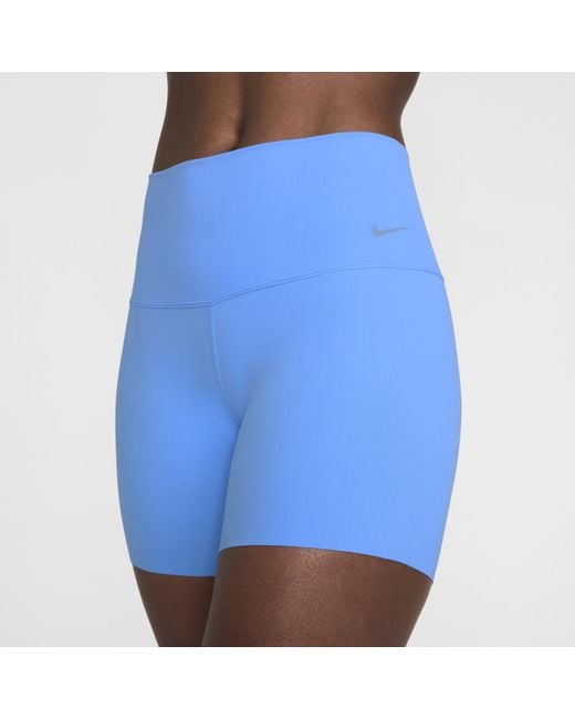 Nike Zenvy Bikeshorts Met Iets Ondersteunende Hoge Taille in het Blue