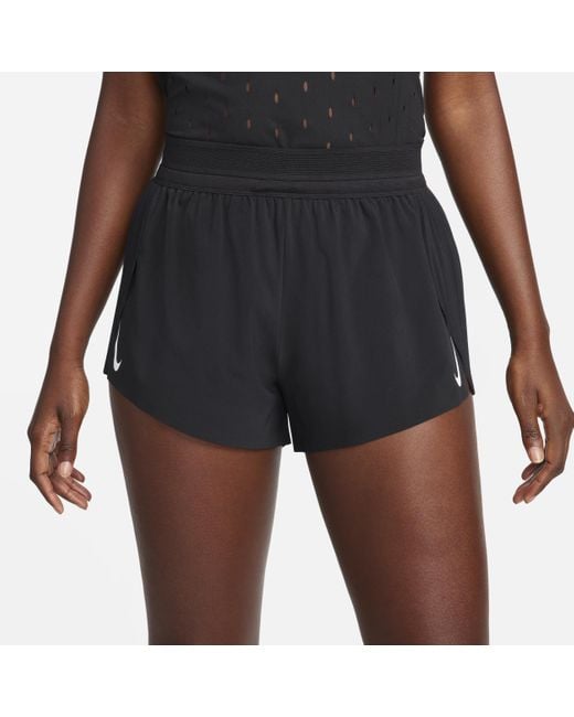 Nike Black Aeroswift Dri-Fit Adv Mid-Rise Brief-Lined 3" Running Shorts