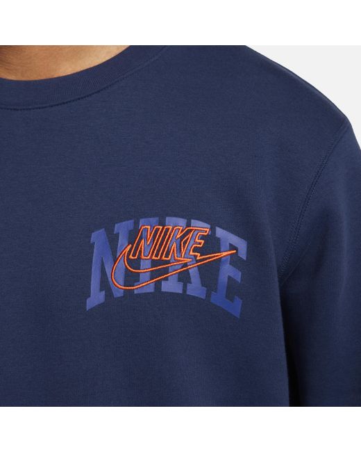 Nike Blue Club Fleece Long-sleeve Crew-neck Sweatshirt for men