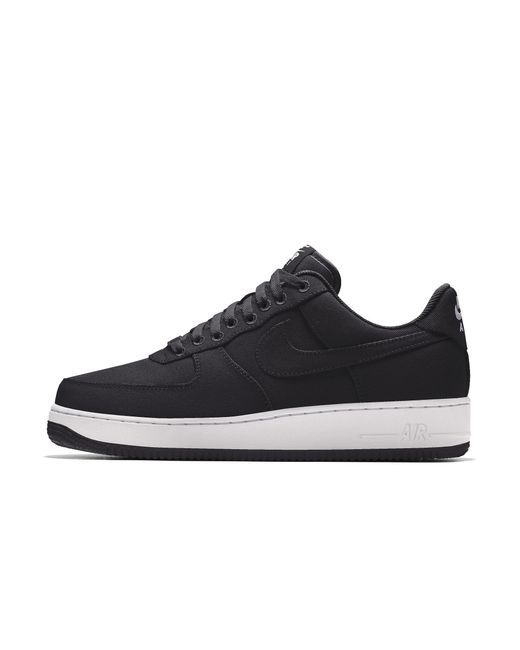 Nike Black Air Force 1 Low By You Custom Shoes Canvas for men