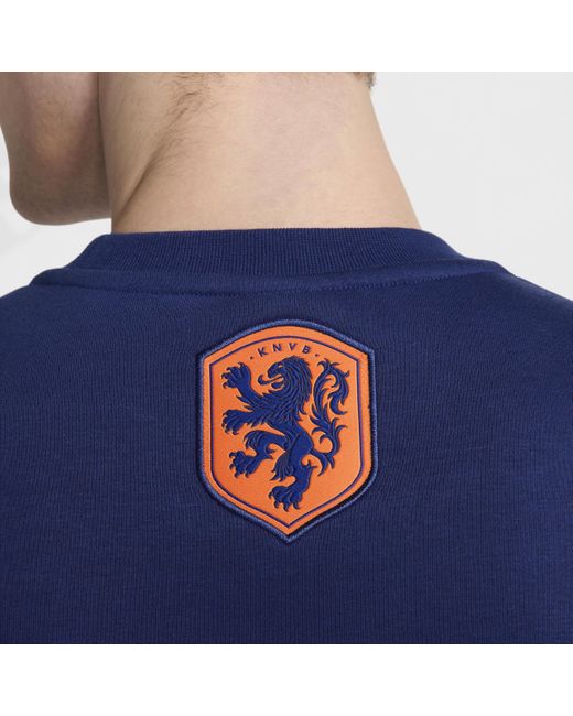 Nike Blue Netherlands Club Fleece Football Crew-neck Sweatshirt for men