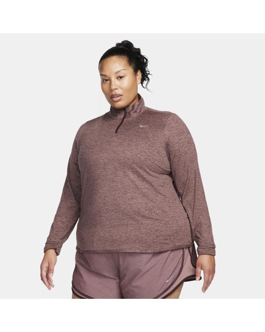 Nike Brown Dri-fit Swift Uv 1/4-zip Running Top 50% Recycled Polyester