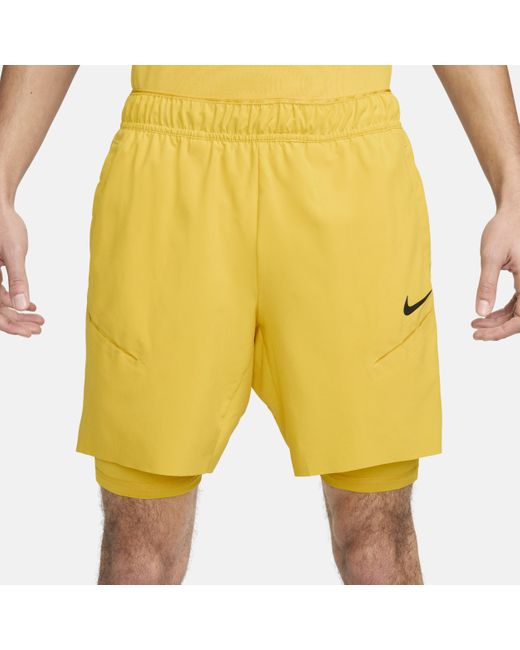 Nike Yellow Court Slam Dri-fit Tennis Shorts Polyester for men